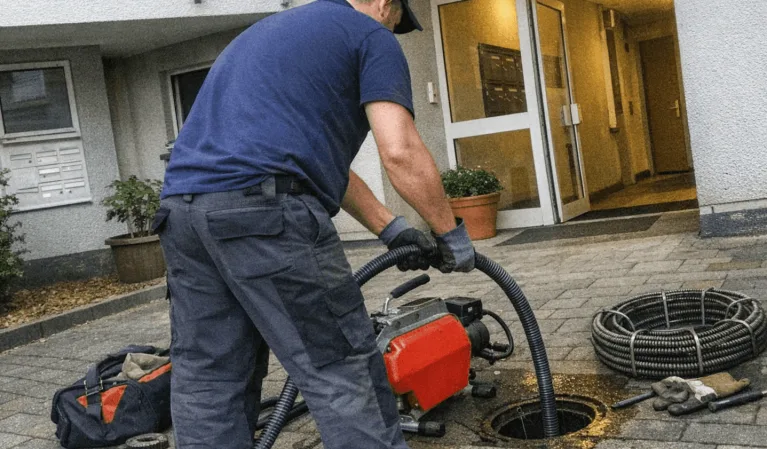 Saubere, moderne Badezimmerarmatur im Hintergrund