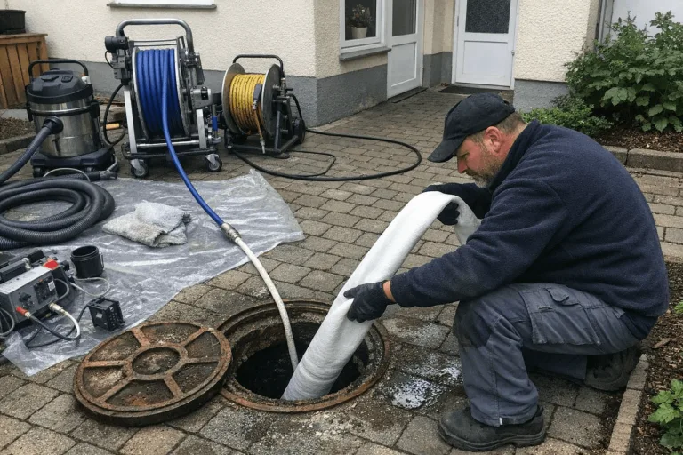 Inspektion eines relinierten Abwasserrohrs bei einer grabenlosen Rohrsanierung